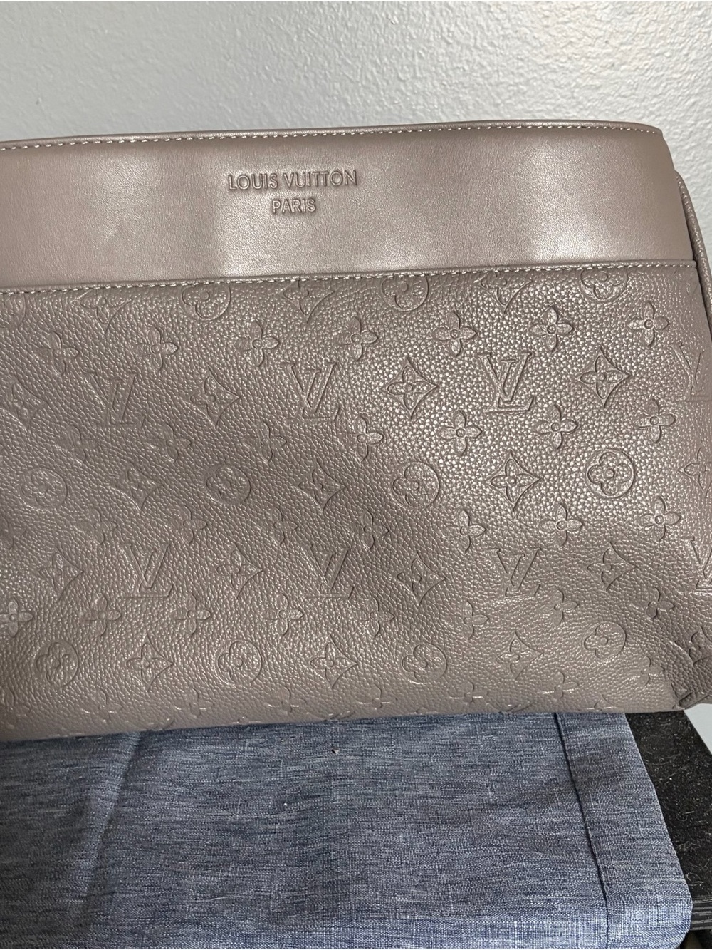 Louis Vuitton Embossed Monogram Shoulder Bag in Taupe